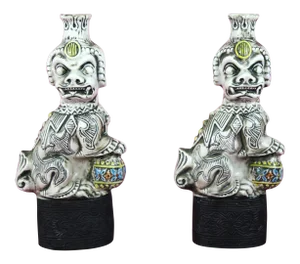 Vintage Foo Lion Garnier Liqueur Bottles - a Pair