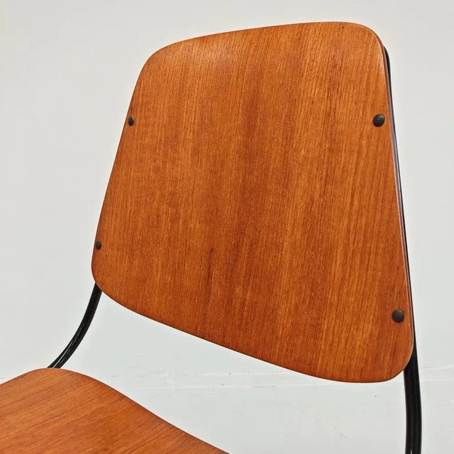 Vintage Black Metal & Plywood Dining Chairs by Augusto Bozzi for Saporiti, 1960s, Set of 6 For Sale - Image 12 of 18