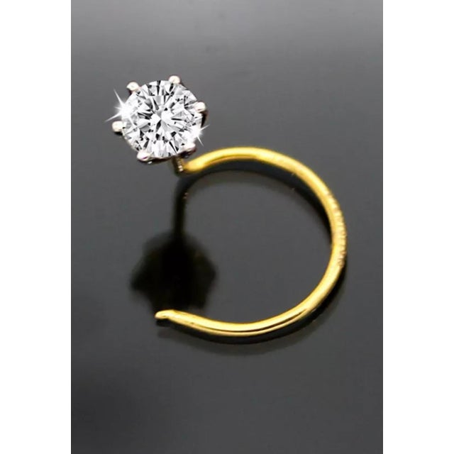 20 Point Natural Diamond Solitaire 14k Gold Wedding Nose Piercing Stud Ring Pin For Sale - Image 4 of 8
