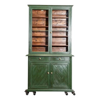 Antique English Painted Pine Glazed Dresser, 1870 For Sale