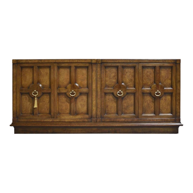 Mid Century Hollywood Regency Burl Wood Credenza by Mastercraft For Sale