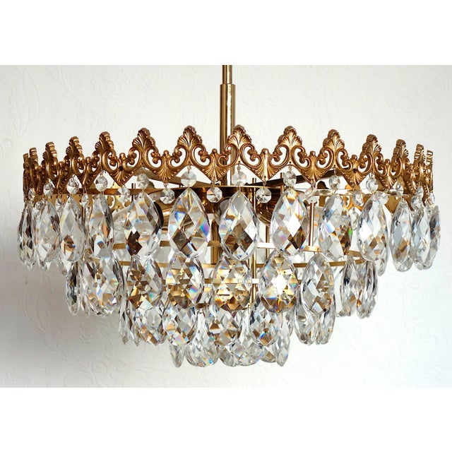 Vienna Brass-Lead Crystal Seven Light Chandelier from Bakalowits, 1960s, in Very Good conditions. Designed 1960 to 1969 I...