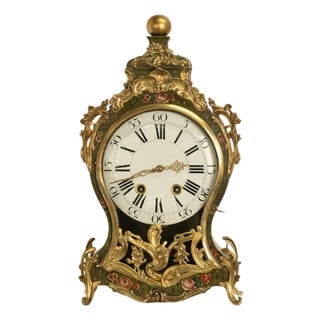 Antique 18th Century French Louis XV Painted & Ormolu Vernis Martin Cartel Clock 1750 For Sale