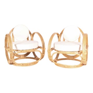 Set of Hoop Armchairs in Rattan For Sale