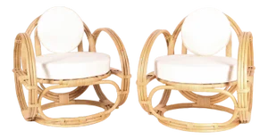 Set of Hoop Armchairs in Rattan