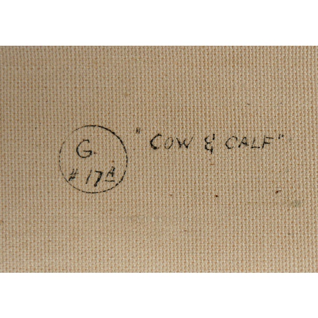 Brown and white abstract impressionist animal painting by Texas artist Fred Darge. The painting depicts a brown and white...