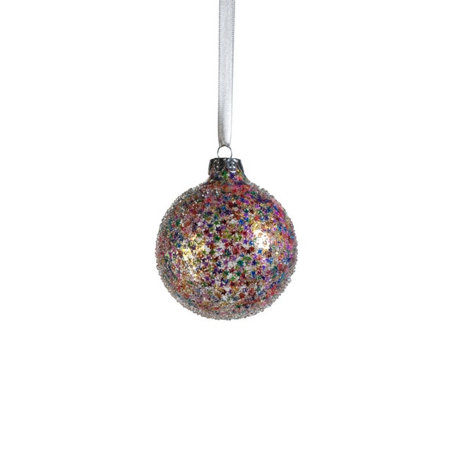 Festive and chic, Multi-Bright Confetti Ball Ornament will add eye-catching glamour to your holiday décor. It features a...