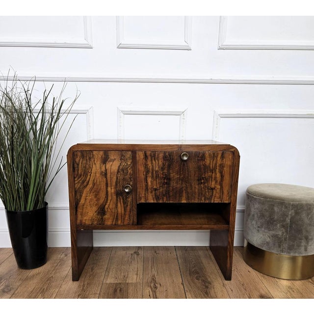 Glass Vintage Italian Art Deco Walnut and Mosaic Cocktail Cabinet, 1940s For Sale - Image 7 of 12