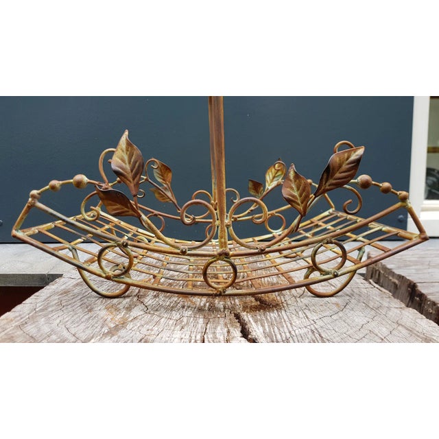 Art Nouveau Wrought Iron Basket with Handle For Sale - Image 4 of 5