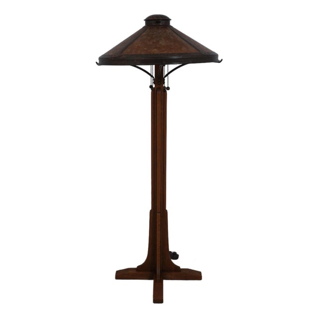 Mission Oak Warren Hile Tall Floor Lamp W. Micah Shade For Sale