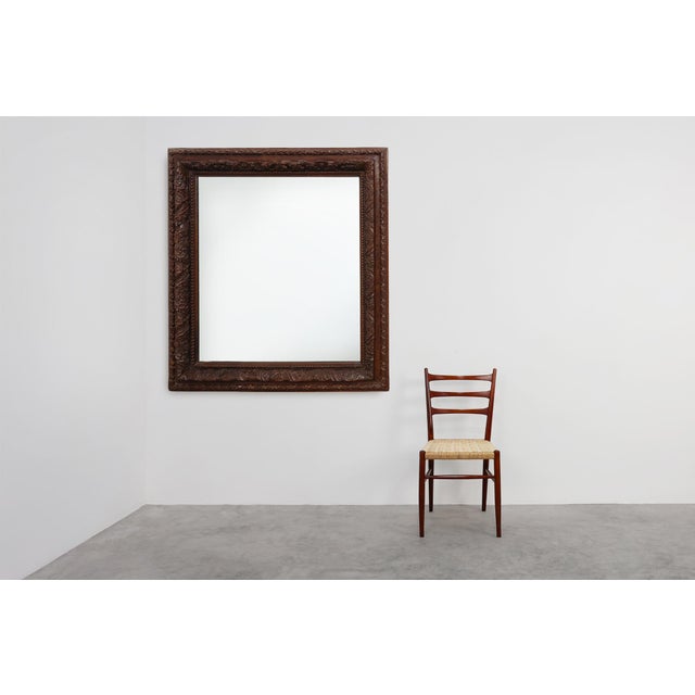 Rococo Large Antique French Carved Oak Mirror, 19th Century For Sale - Image 3 of 12
