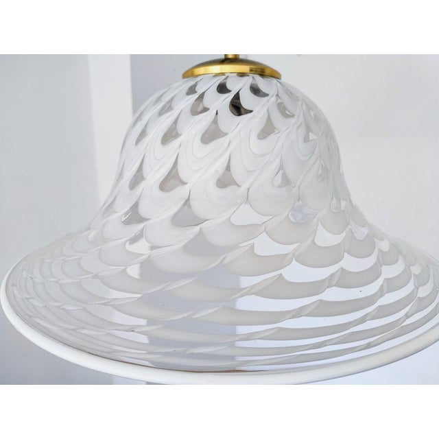 Metal Mid-Century White Art Glass Pendant from Kaiser-Leuchten, Germany, 1970s For Sale - Image 7 of 18
