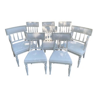 Antique Gustavian Dining Chairs Restored, Refinished, Reupholstered Set of 8 For Sale