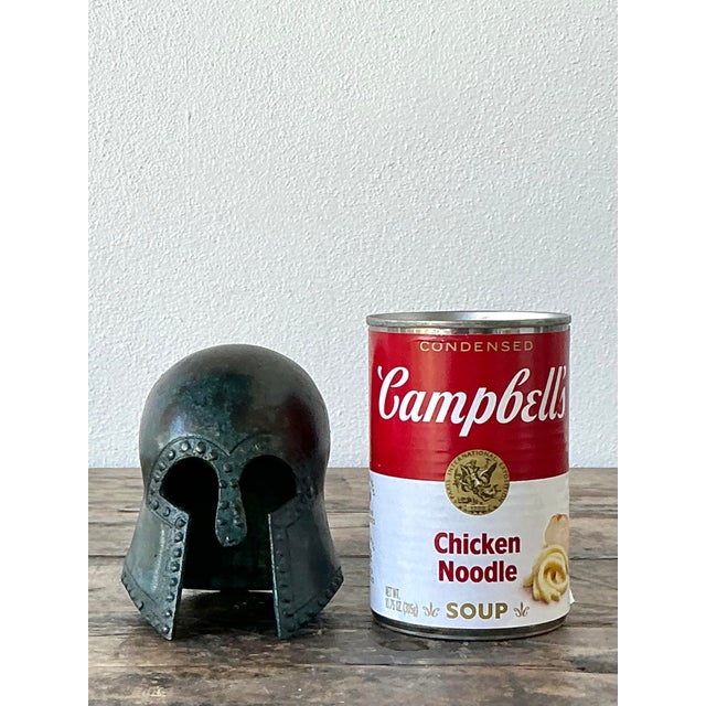 Vintage Patinated Corinthian Greek Helmet For Sale - Image 4 of 12