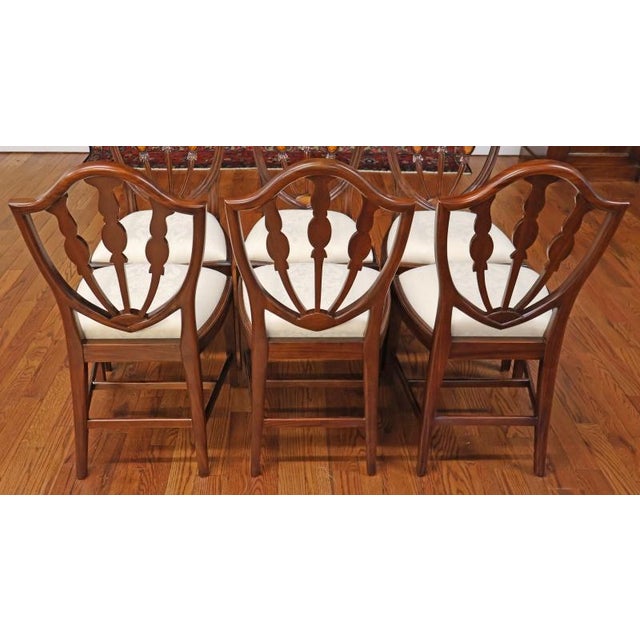 Wood ​1990s Set of 8 Mahogany Satinwood Inlaid Baltimore Federal Style Dining Chairs For Sale - Image 7 of 18