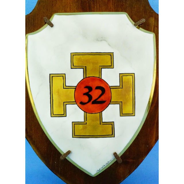 20th Century Heraldic Plaques in Ceramic on Wood by Antonella Salemi for Freemasonry Scottish Rite, 1970s, Set of 4 For Sale - Image 17 of 18