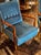 These Italian designer mid-century walnut armchairs feature a polished finish, and beautiful upholstery adding a touch of...