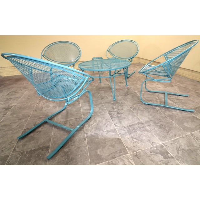 Four Maurizio Tempestini for Salterini “Radar” Cantilever Lounge Chairs With Table, 1950s, Attributed For Sale - Image 16 of 17