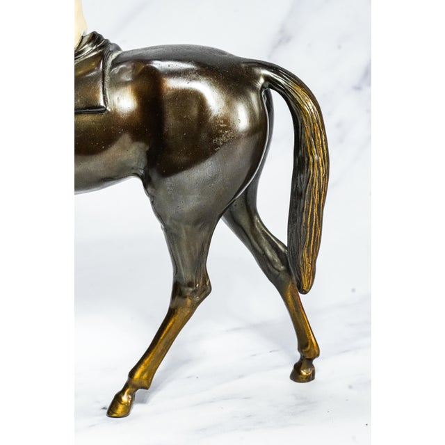 Wonderful Large Antique Cast Metal Horse Jockey Statue Sculpture Racing Sports Equestrian For Sale - Image 10 of 14