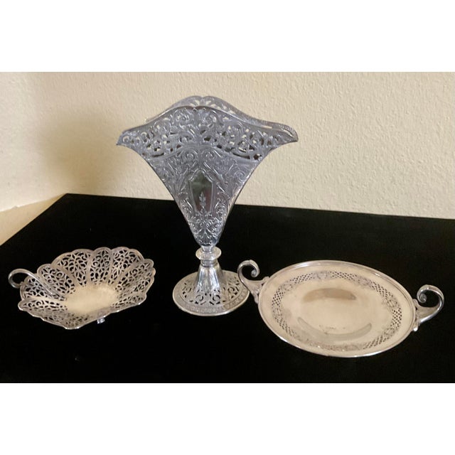 Silver Early 20th Century A Collection of Three Art Nouveau Table Top Decor-Set of Three (3) For Sale - Image 8 of 15