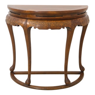 Vintage Chinese Demilune Console Hall Table For Sale