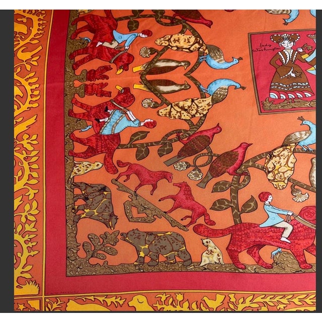 Textile Hermès Silk Scarf Early America by Françoise De La Perrière. 1984 For Sale - Image 7 of 7