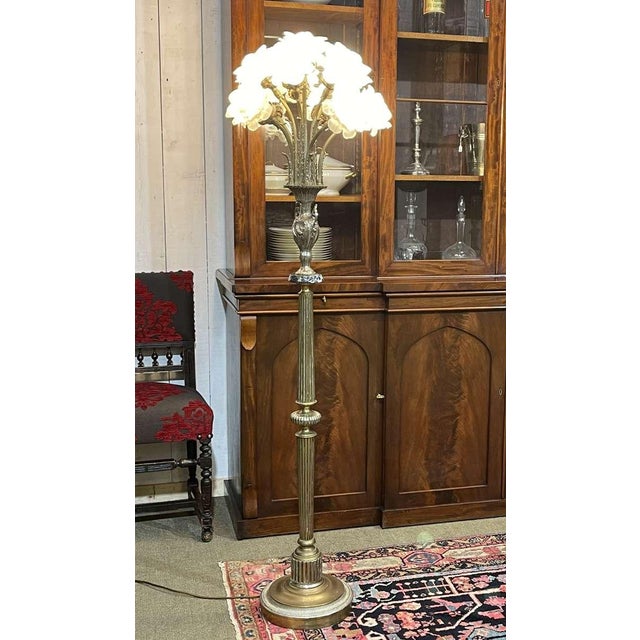 11-Light Floor Lamp in Copper and Silver Metal, 1950s For Sale - Image 12 of 12