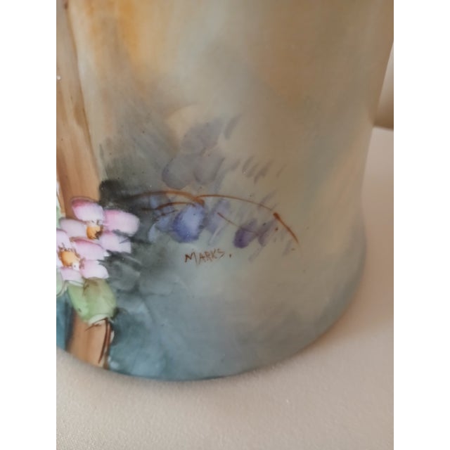 Early 20th Century Antique Limoges B & Co Hand Painted Vase of Flowers & Taningers For Sale - Image 5 of 13