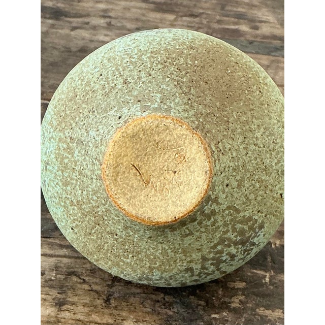 Celadon Vintage Original Studio Pottery Vase For Sale - Image 8 of 12