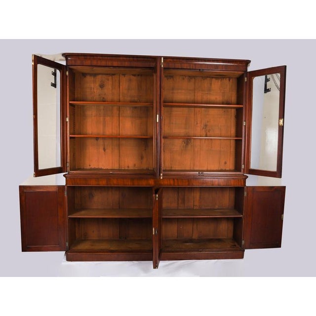 Antique 19th Century English Flame Mahogany Library Bookcase For Sale - Image 3 of 17