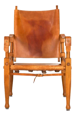 Mid-Century Modern Leather and Oak "Safari" Chair by Wilhelm Kienzle, Circa 1950