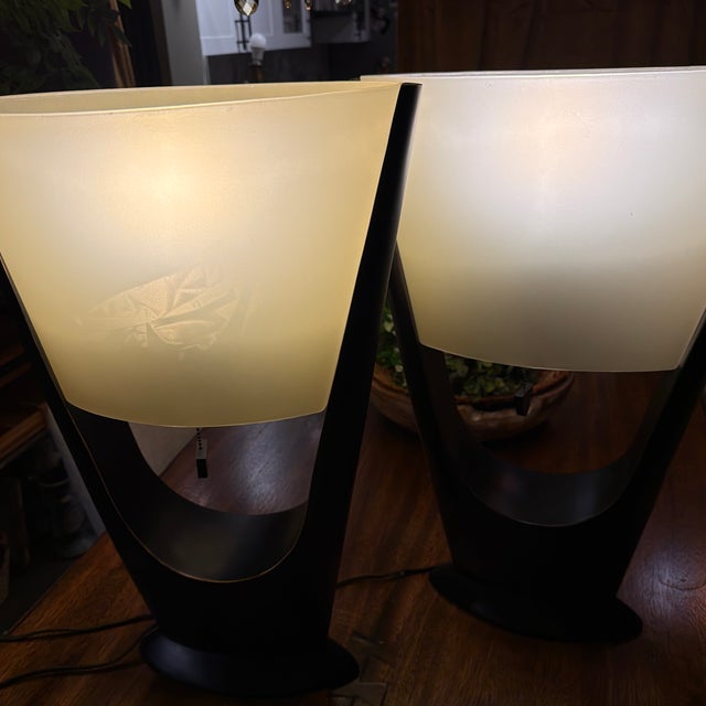 Pair of Sculptural U-Shape Table Lamps - Mid Century Modern Style For Sale - Image 10 of 12