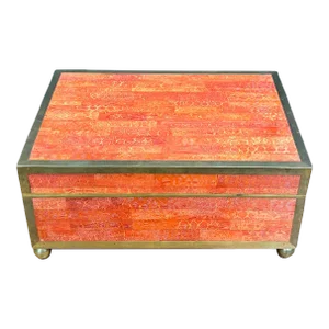 Maitland-Smith Burlwood & Brass Large Hinge-Top Box