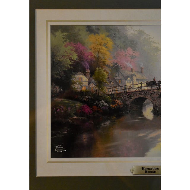 Vtg. Thomas Kinkade Hometown Bridge Framed Matted Art Lithograph Print For Sale - Image 17 of 17