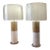 Late 20th Century Mid Century Modern Style Stone Lamps With Lucite Bases and Linen Drums - a Pair For Sale