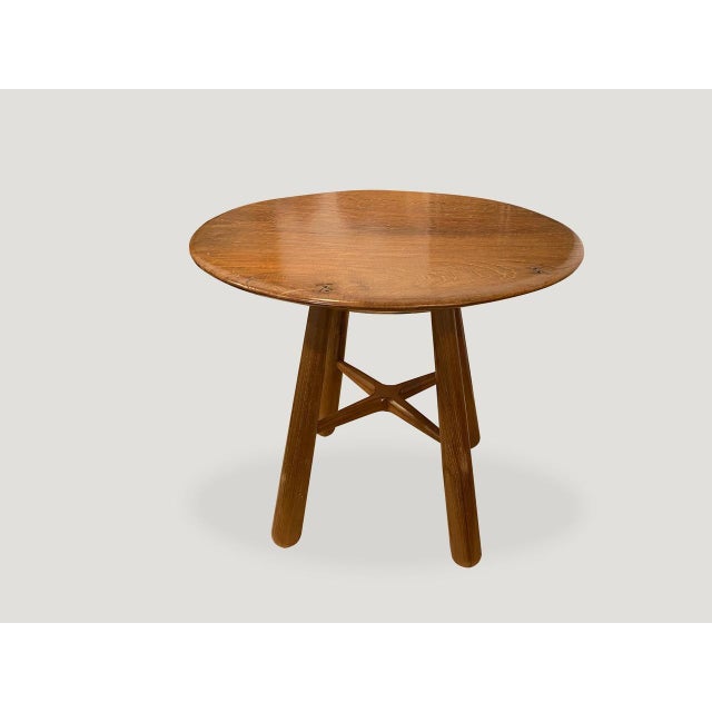 Andrianna Shamaris Midcentury Couture Teak Round Table with Butterflies Inlaid For Sale - Image 10 of 18