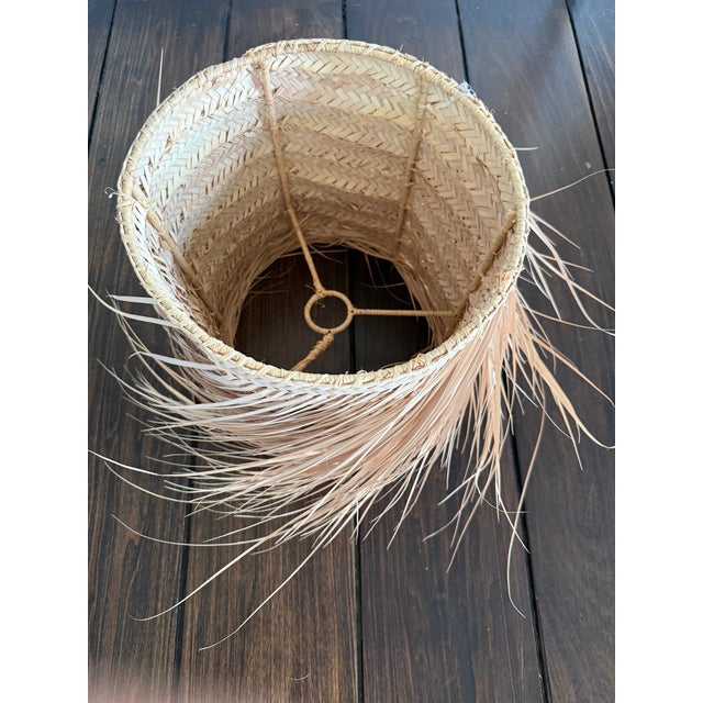 Moroccan table or floor drum shaped lampshade made of woven straw. Perfect statement for any coastal, bohemian or modern...