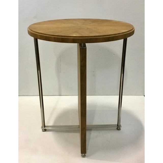 Organic Modern Natural Finish Wood and Nickel End Table For Sale In Atlanta - Image 6 of 6