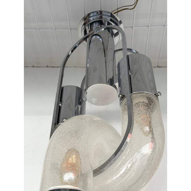 Mid-Century Modern space age metal chrome chandelier ceiling pendant lighting light lamp or flush mount by Aldo Nason for...