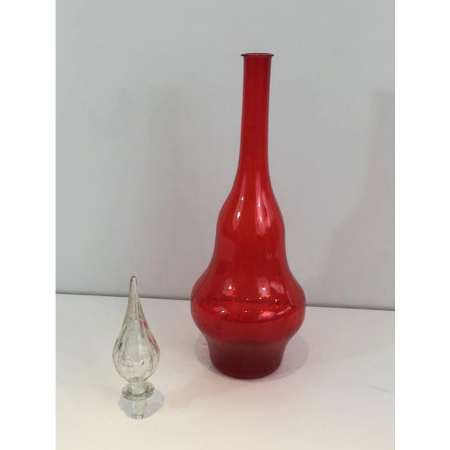 Red Red Glass Design Bottle, Circa 1970 For Sale - Image 8 of 13