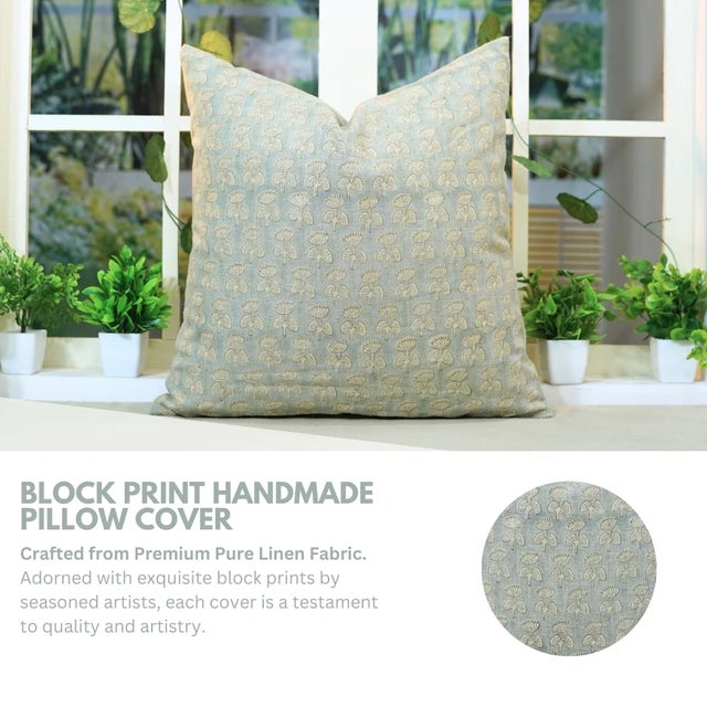 Add a touch of handcrafted sophistication to your home with Fabdivine’s damru block print cushion cover. Made from thick...