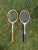 Wood Pair of Colorful Vintage Wooden Tennis Rackets For Sale - Image 7 of 12
