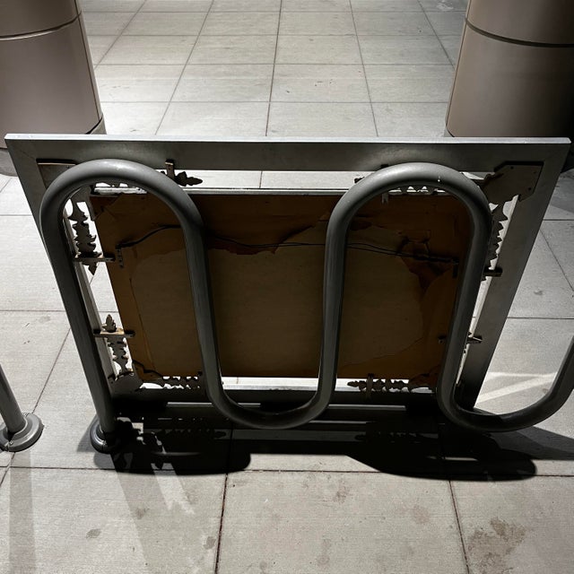 Maison Jansen Large Hollywood Regency Silver & Gilt Antique Wall Mirror Style of Maison Jansen For Sale - Image 4 of 12