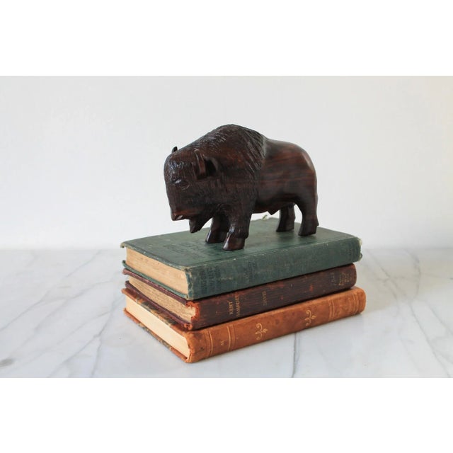 Late 20th Century Vintage Hand Carved Iron Wood American Buffalo / Bison Sculpture For Sale - Image 5 of 9