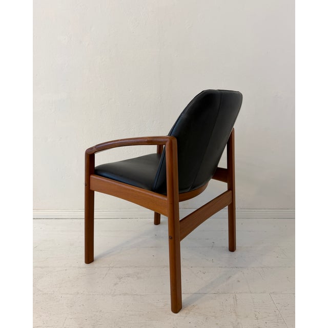 Mid-Century Modern German Teak Chair in Black Leather, 1960s For Sale - Image 9 of 13