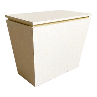 Postmodern Beige Laminate and Gold Rectangular Side Table For Sale