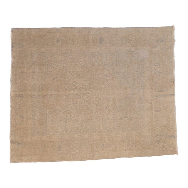 Vintage Distressed Oushak Carpet - 5'6" x 6'8" For Sale