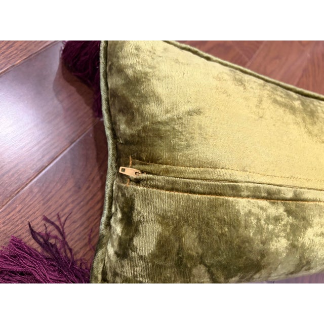 Luxury Custom Set of 3 Embroidered Silk Velvet Cushions For Sale In New York - Image 6 of 11