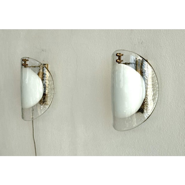 Mid-Century Modern Italian Murano Glass Wall Sconces, 1970s, Set of 2 For Sale - Image 4 of 16
