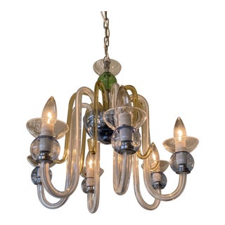 Modern Colored Glass Chandelier For Sale